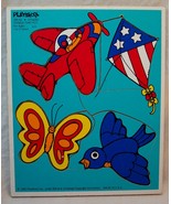 1982 VINTAGE PLAYSKOOL THINGS THAT FLY 4 Piece WOODEN FRAME TRAY PUZZLE ... - $16.34