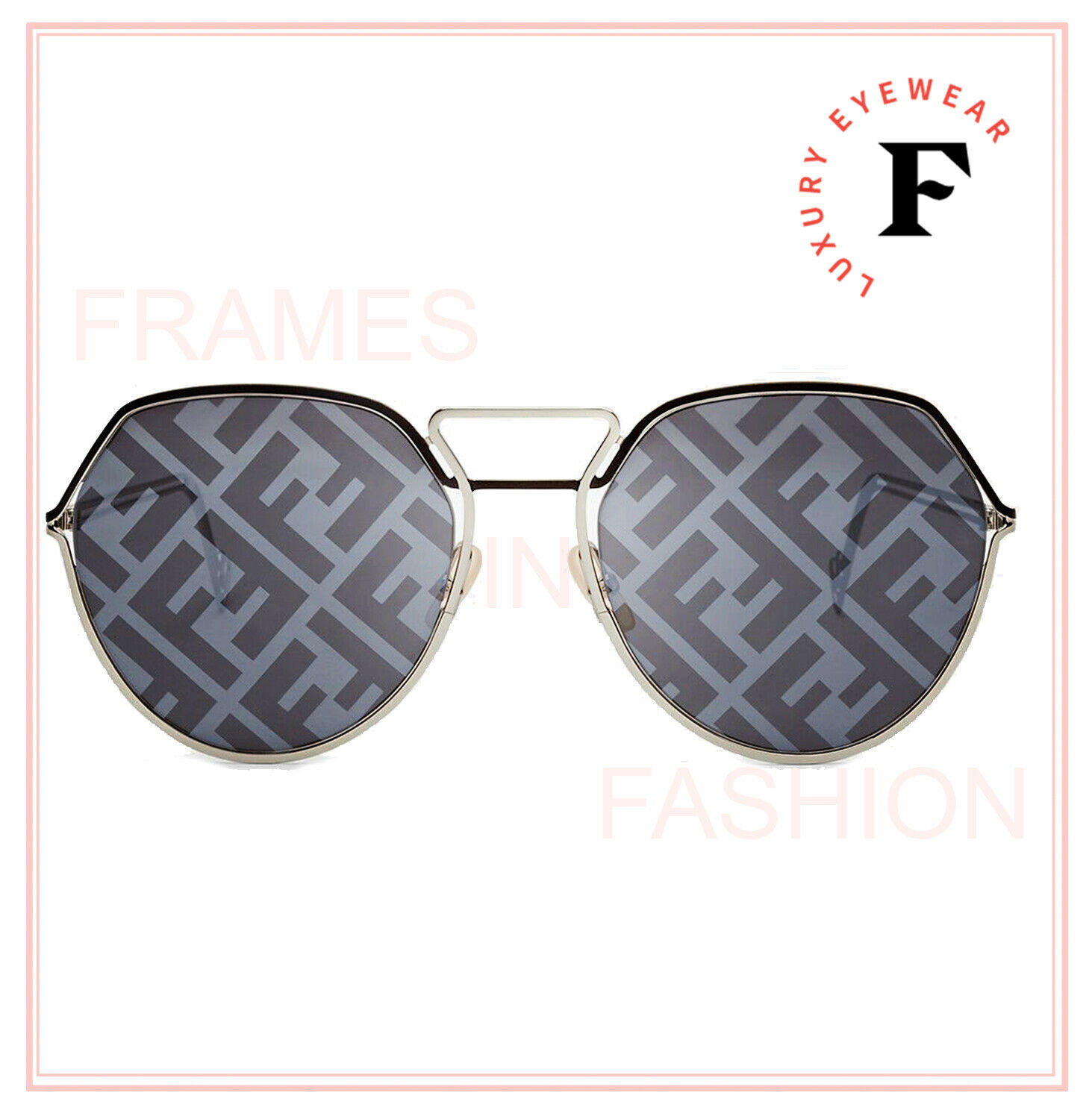 Fendi FE40043U Grey Monogram Mirror FF Rimless Sunglasses