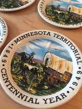 Vintage 40s Minnesota Territorial/Centennial 1849-1949 tin 4 coaster set