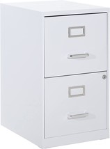 OSP Home Furnishings 2 Drawer Mobile Locking Metal File Cabinet, White