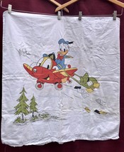 Vtg 1950s Walt Disney 2-Sided Donald Duck Airplane Skates Pillowcase Mai... - $42.08
