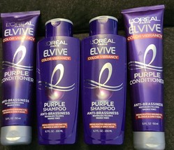 4 L&#39;Oreal Elvive Color Vibrancy Anti-Brassiness Purple Shampoo/Condition... - $43.90