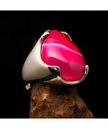 Artistic Sterling Silver Ring with pear shaped pink Agate Cabochon Size 9.5 - $70.00