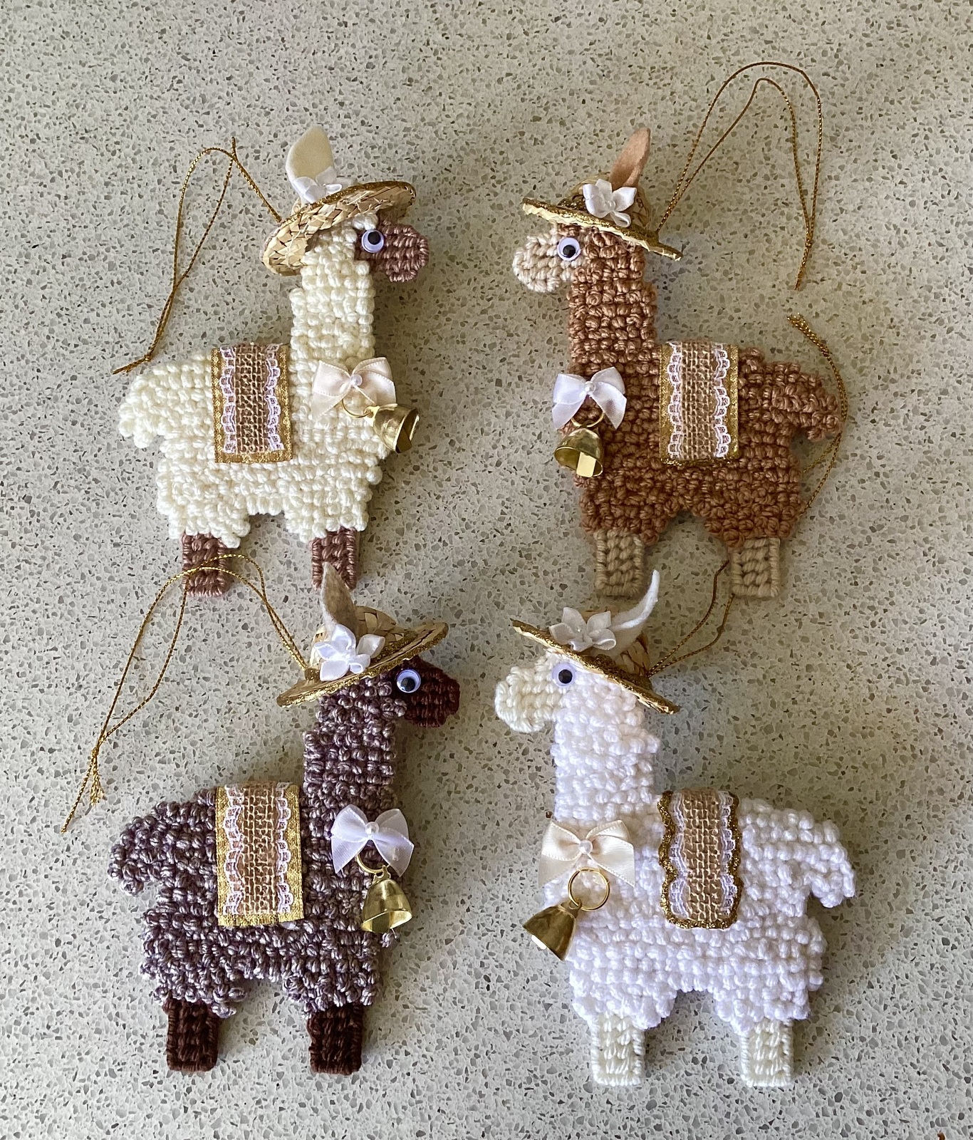 Handmade Needlepoint High Society Llamaalpaca Ornament Choice Of 4