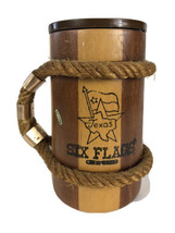 Six Flags over Texas Wooden Mug Stein Cup Collectible Vintage RARE 80s 9... - $37.04
