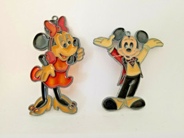 Vintage Walt Disney Mickey and Minnie Stained Glass Suncatcher Window De... - $7.95
