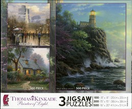 Kinkade 3 Jigsaw Puzzles 100/300/500 Pieces Ceaco New Sealed - $19.95