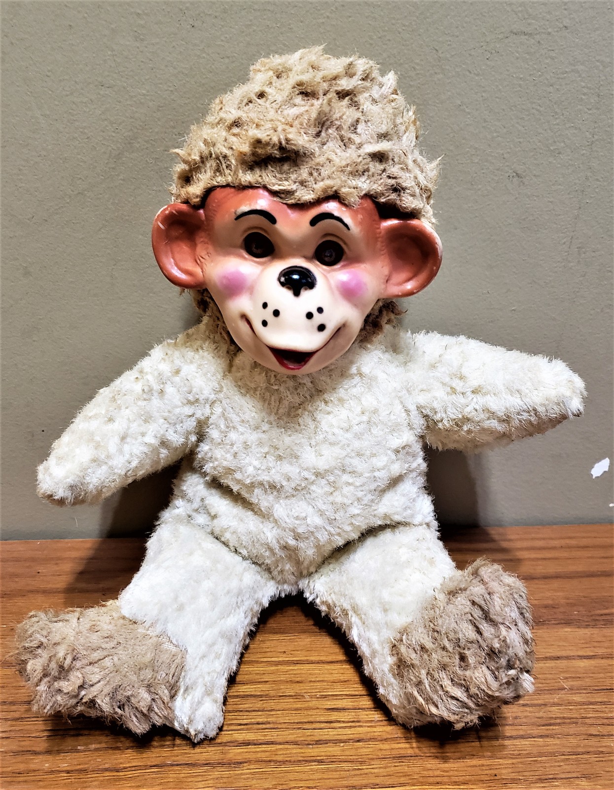 vintage stuffed monkey with rubber face