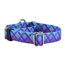 2Hounds Collar with Leash Large Twilight Glow Blue Plaid NEW! image 1