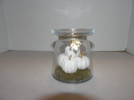 Bath and Body Works Pedestal Candle Holder-White Pumpkins/Autumn-Glass - $44.95