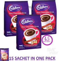 PACK OF 3 Cadbury Hot Chocolate 3 in 1 (45 Sachets x 30g) EXPRESS SHIPPING - $59.30