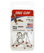 Eagle Claw Ball Head Fishing Jig Hooks, White, 1/16 oz, Pack of 10 - $5.95