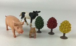 Safari Ltd Holstein Calf Pig Hamster Maple Tree Aspen Tree 6pc Lot Figur... - $15.20