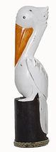 20" White LG Hand Carved Nautical Wood Pelican Statue Carving Sculpture Art - $29.64