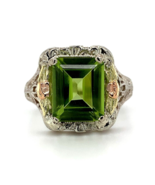 Authenticity Guarantee 
10k Tricolor Gold 2.98ct Genuine Natural Peridot Ring... - $856.35
