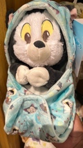 Disney Parks Baby Figaro the Cat in a Hoodie Pouch Blanket Plush Doll New