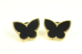 Gold Onyx Butterfly Earrings - $35.00