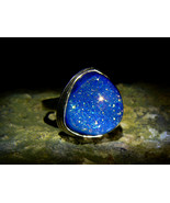 WITCHES QUEEN ORACLE HEALER Blue Aura Druzy Sterling Silver Ring izida h... - $333.00