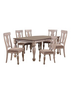 Pilaster Designs Joanna 7 Piece Extendable Dining Set, Brown Wood &amp; Poly... - $1,937.18