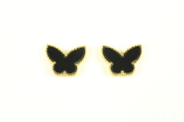 Mini Gold Onyx Butterfly Earrings. Gold Plated Over Surgical Steel - $30.00