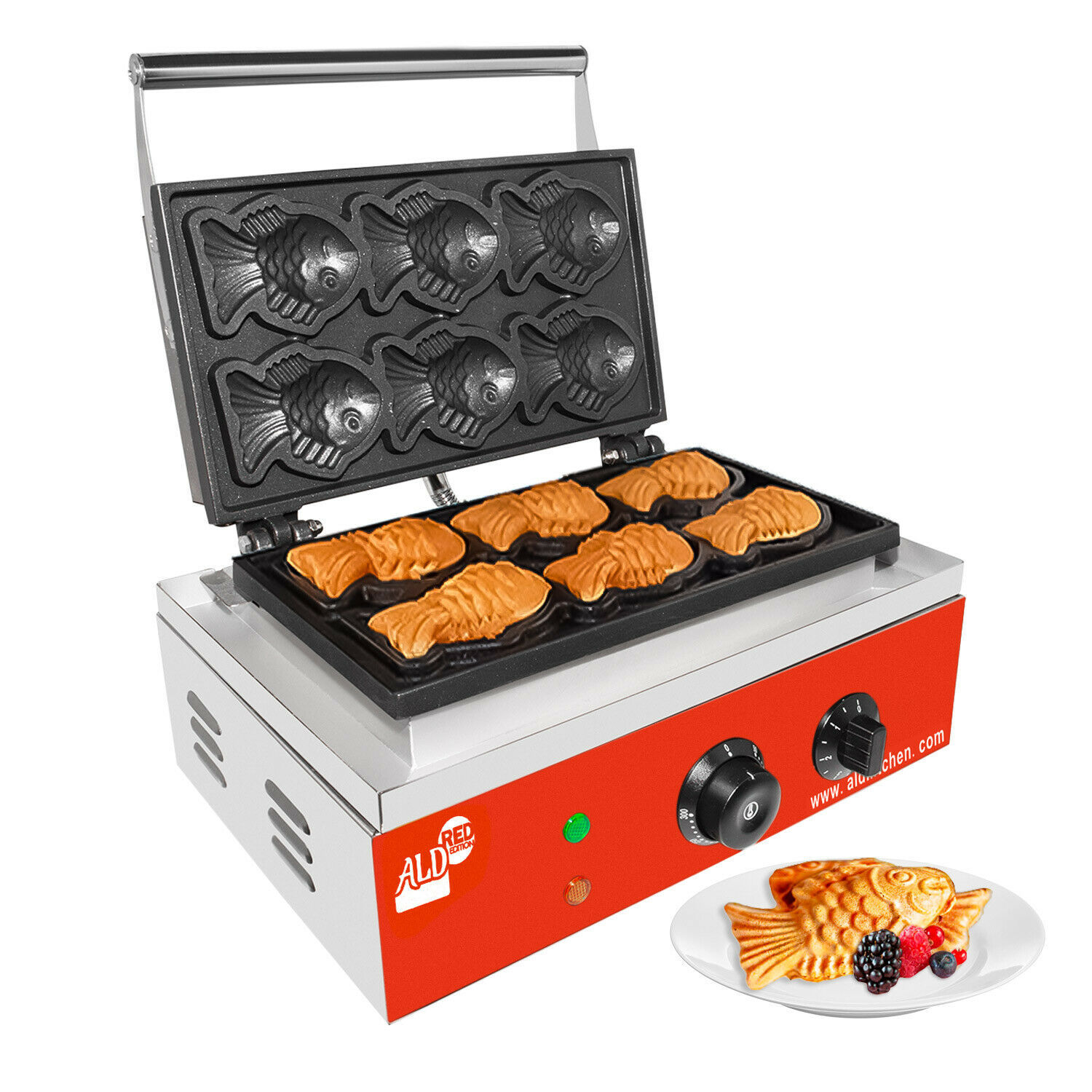 ALDKitchen Takoyaki Grill with Three Plates, Electric Takoyaki Machine, 84 Pcs, Nonstick