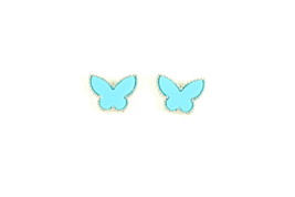 Mini Silver Turquoise Butterfly Earrings - $30.00