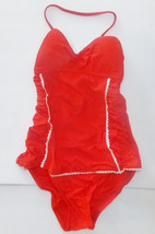 VM Womens One Piece Swimsuit Red with White Trim Size Small NIP - $13.32