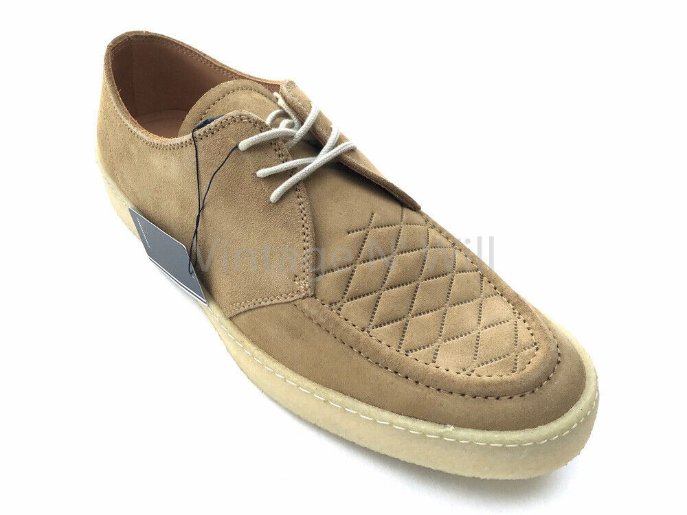 Primary image for Fred Perry x George Cox Mens 11 Pop Boy Tan Suede Leather Crepe Sole Oxford Shoe