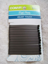 12 Conair Brown Velvet Touch Flat Wide Metal Pins Slides Brunette Matte ... - $10.00