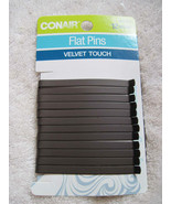 12 Conair Brown Velvet Touch Flat Wide Metal Pins Slides Brunette Matte ... - $10.00