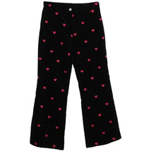 LILLY PULITZER Black Embroidered Hearts Stretch Velveteen Flared Pants 14 - $59.99