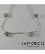 925 RHODIUM SILVER JACK&amp;CO NECKLACE WITH FOUR LEAF CLOVER PENDANT MADE I... - $62.30
