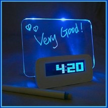 Blue LED Fluorescent Board  - Write a  Message -  Digital Alarm Clock Light