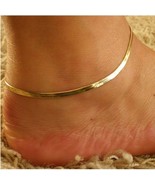 Herringbone Chain Ankle Bracelet Anklet Gift 14k White or Yellow Gold over Base - $29.99