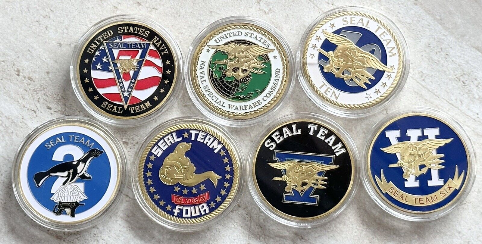 7 Pcs Navy SEALS Special Forces challenge coin & Seal Team Two Four ...