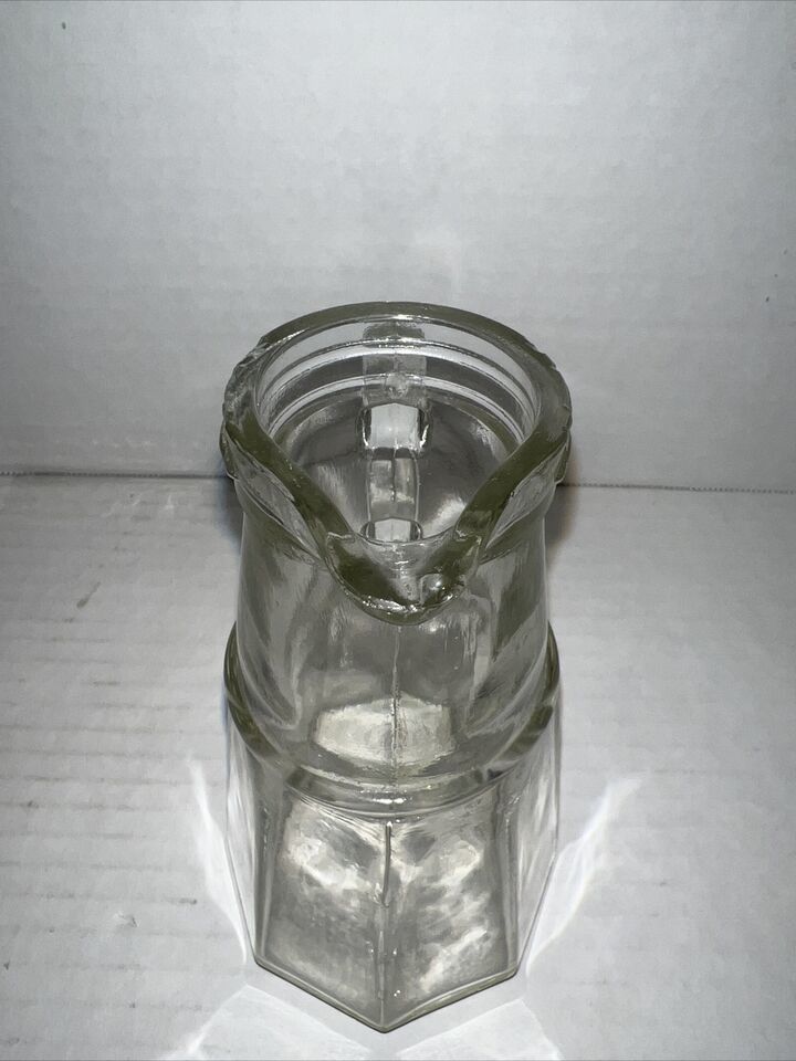 Antique EAPG Syrup Pitcher Dispenser Glass Hinged Metal Pewter