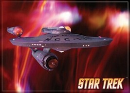 Star Trek The Original Series Enterprise on a Red Background Magnet NEW UNUSED - $3.99