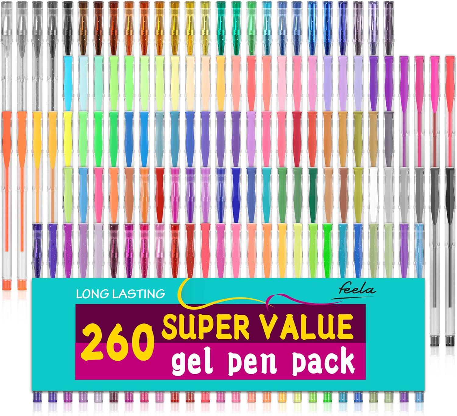 ZSCM 200 Colors Gel Pens Set, Glitter Gel Pens Colored Drawing