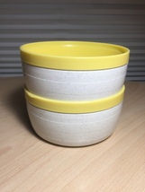 Vintage 60's Set of 2 Cornish therm-o-bowls - yellow and white image 1