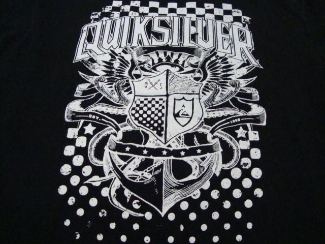 Primary image for Quicksilver Surfing Surfer Skating Skater Name Brand Black T Shirt L