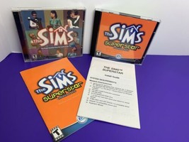 Sims (2000) + Superstar Expansion Pack (PC, 2003) Windows CD-ROM Lot of 2 - $12.86