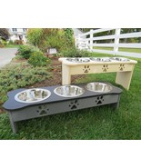 ELEVATED DOUBLE DISH DOG FEEDER Bone or Traditional Shape Finished or Un... - $71.97