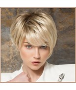 Ash Blonde Short Straight Hair with Long Bangs Pixie Style Cut Full Lace... - $59.95