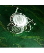 Monogrammed D Cufflinks Vintage Initialed Silver Tie Tack Set personaliz... - $125.00