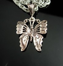 Sterling Butterfly necklace Magical insect diamond cut silver fine women... - $75.00