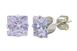 Lavender CZ Stud Earrings June Birthstone Prong Sterling Silver Cubic Zi... - $4.28