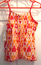 Girls Summer Spaghetti Strap Orange Pink Hearts Size 10-12 Arizona Jean Co. NWT - $16.99