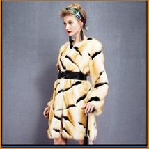 Kitten Soft Luxury Big Tiger Stripes Faux Fur with Wide Belt Long Coat Jacket  image 1