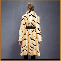 Kitten Soft Luxury Big Tiger Stripes Faux Fur with Wide Belt Long Coat Jacket  image 3