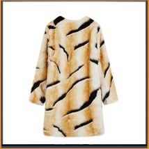Kitten Soft Luxury Big Tiger Stripes Faux Fur with Wide Belt Long Coat Jacket  image 5